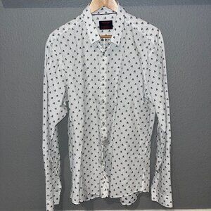 JARED LANG AFTER HOURS Button Down Shirt GUCCI STYLE BEE PATTERN - XL SLIM FIT